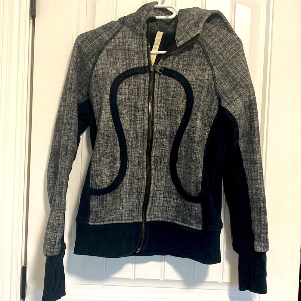 lululemon athletica Heathered Gray and Black Hoodie